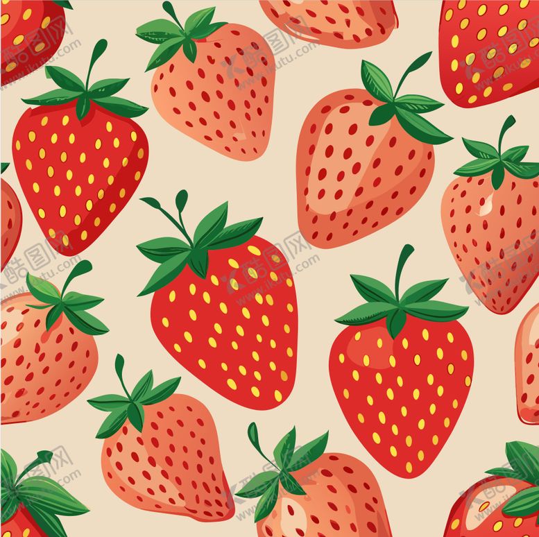 编号：38240309091048139124【酷图网】源文件下载-草莓无缝图案背景设计