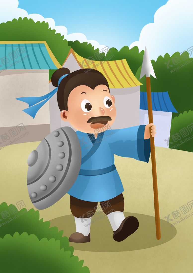 编号：61974210131532059204【酷图网】源文件下载-自相矛盾成语故事插画