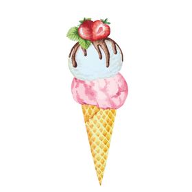 手绘矢量冰激凌插画图片花筒卡通淇淋甜品淇淋