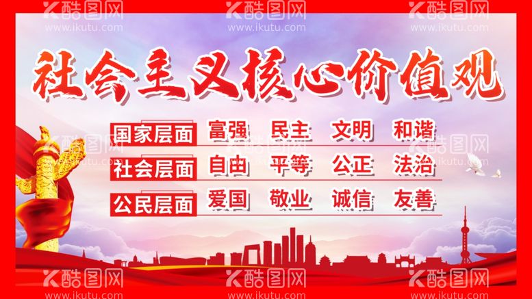 编号：91413512200039329072【酷图网】源文件下载-党建展板核心价值观背景