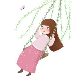 清明节素材手绘中式青团山水人物