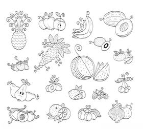 水果简笔画png素材设计简约画