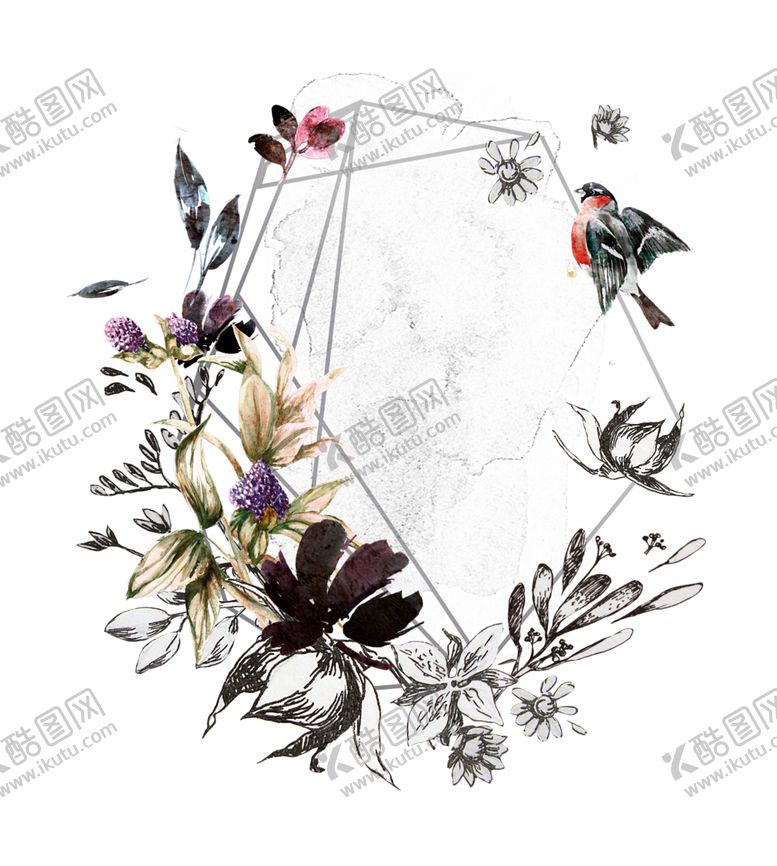 编号：66812607092256489203【酷图网】源文件下载-梦幻水彩绘画花环