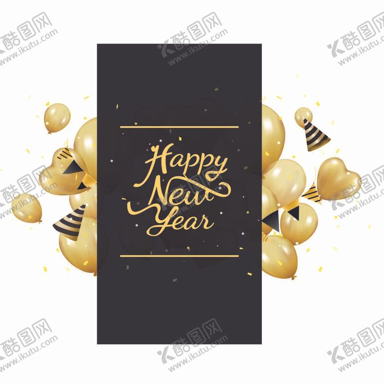 编号：57203109240835142795【酷图网】源文件下载-金色气球新年快乐