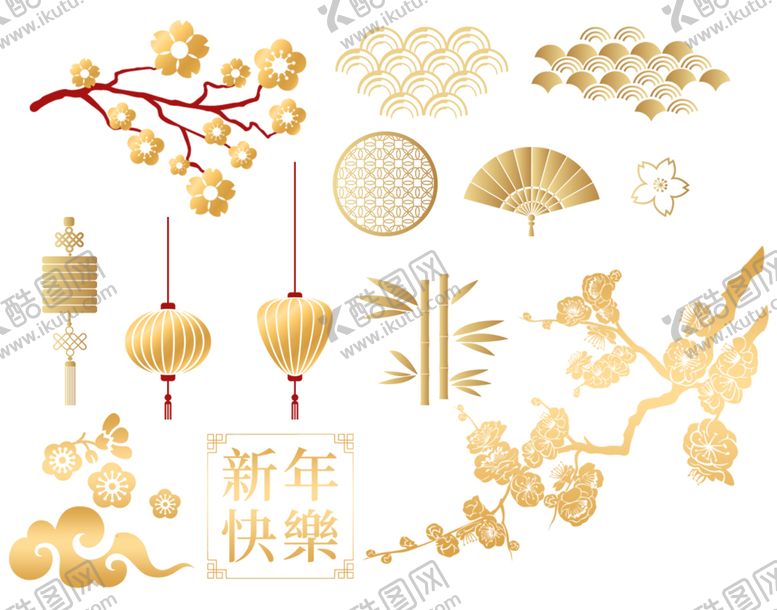 编号：33272003242125304434【酷图网】源文件下载-传统新年金色元素