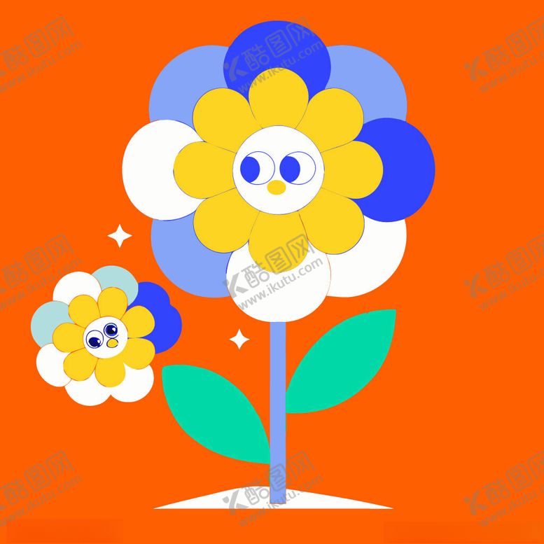 编号：48300502230441185791【酷图网】源文件下载-可爱卡通花朵插画