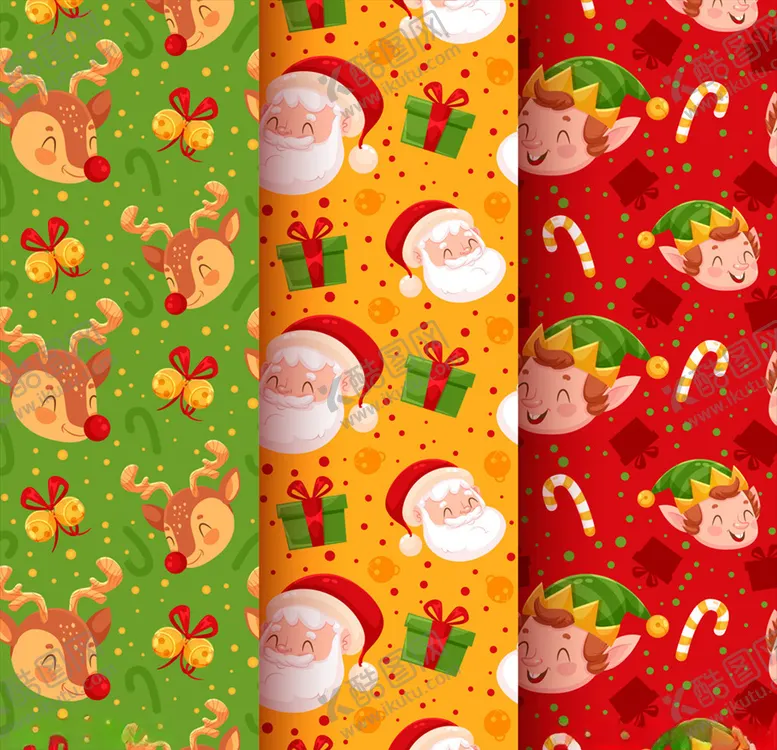 编号：52986410061620328019【酷图网】源文件下载-圣诞头像无缝背景