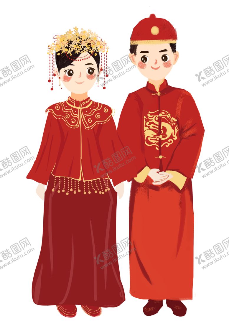 编号：19466804111106411881【酷图网】源文件下载-卡通新郎新娘PNG免扣素材