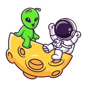 卡通宇航员星星手绘Q版