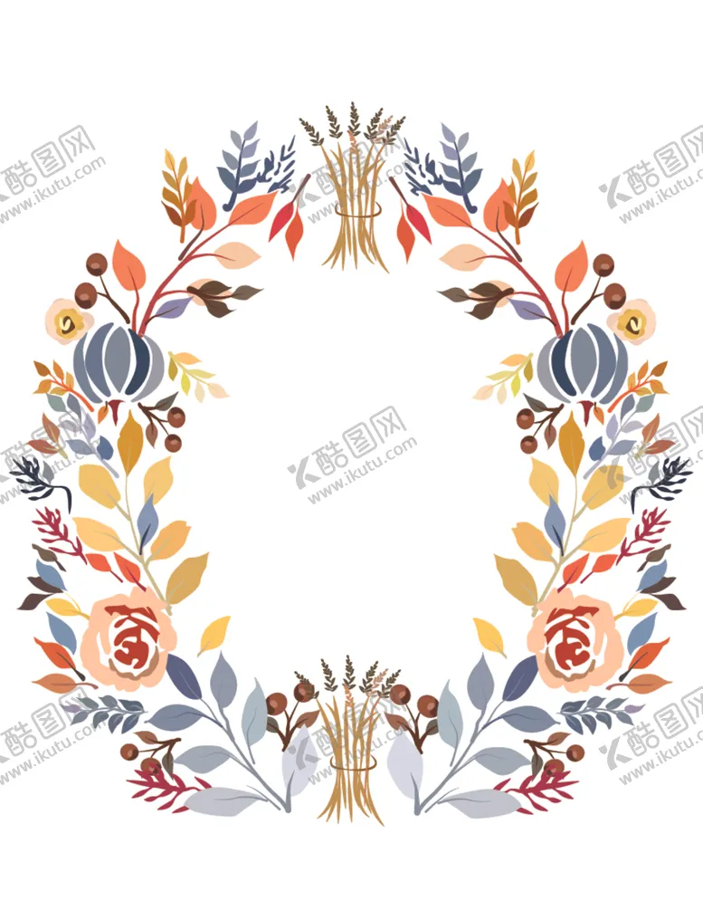编号：32907405101125057917【酷图网】源文件下载-手绘水彩花环