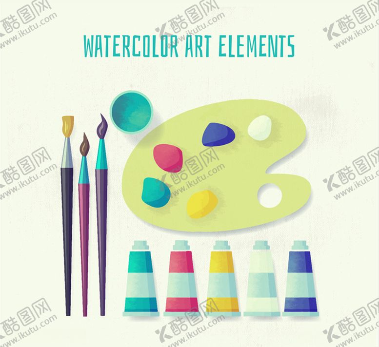 编号：82336509282133504244【酷图网】源文件下载-水彩绘绘画工具矢量素材