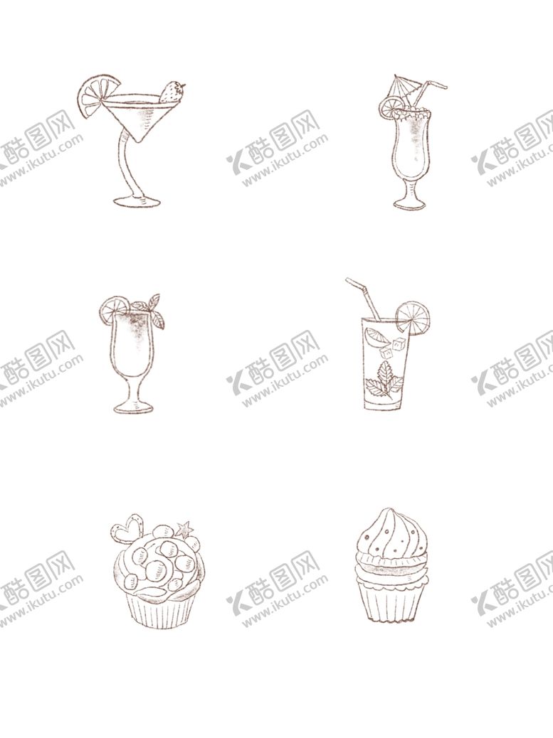 编号：23769209150321454213【酷图网】源文件下载-手绘食物线描食物食物线稿