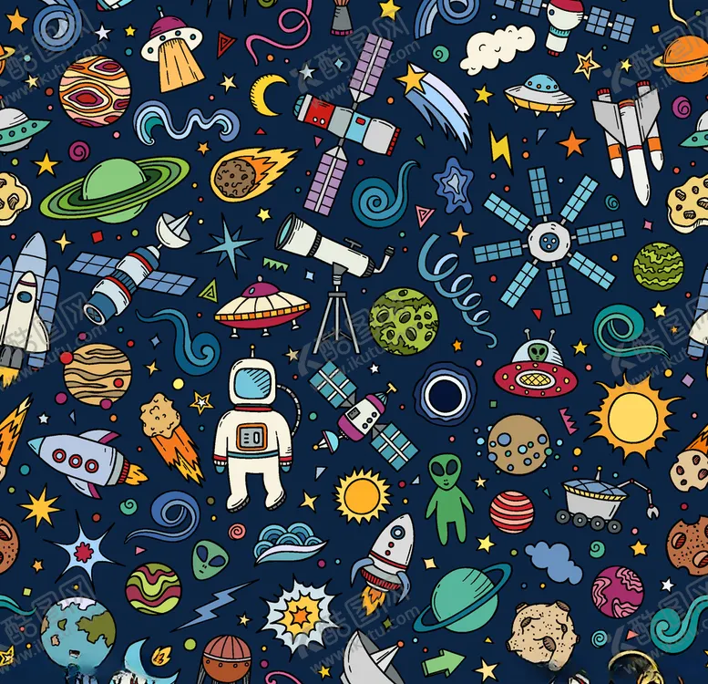 编号：70156904250530324071【酷图网】源文件下载-太空宇宙飞船星球卡通插画