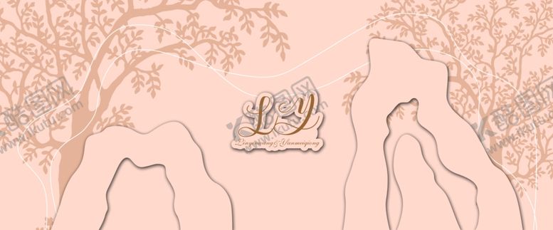 编号：20036503312215374480【酷图网】源文件下载-婚礼树浅色婚礼背景香槟色