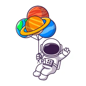 卡通宇航员可爱天太空人天插画