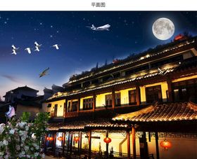 珠江河畔美丽夜景星空图片