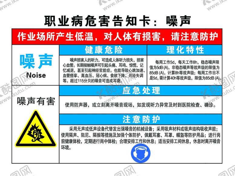 编号：19685909171032458815【酷图网】源文件下载-职业病危害告知牌--噪声