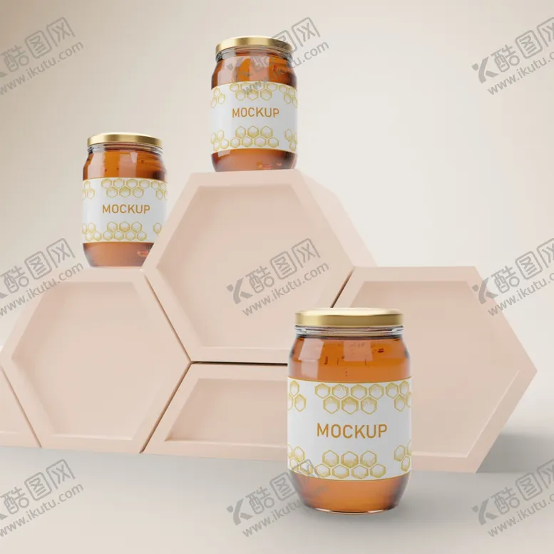 编号：82232412091111196697【酷图网】源文件下载-蜂蜜玻璃瓶包装贴图样机
