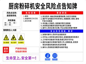 厨房粉碎机安全风险点告知牌