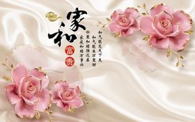 家和浮雕玫瑰背景墙
