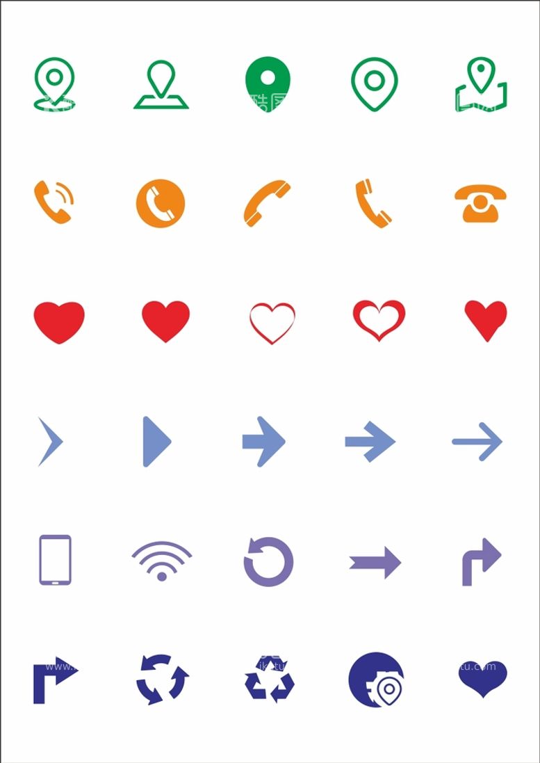编号：52446001261948521717【酷图网】源文件下载-地址电话箭头爱心矢量图标