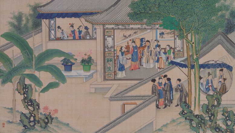 编号：41296807131714317180【酷图网】源文件下载-红楼梦场景精美工笔画