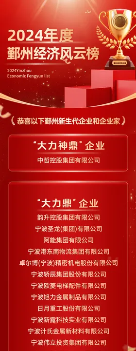 喜庆喜报大气简约荣誉颁奖典礼长图海报