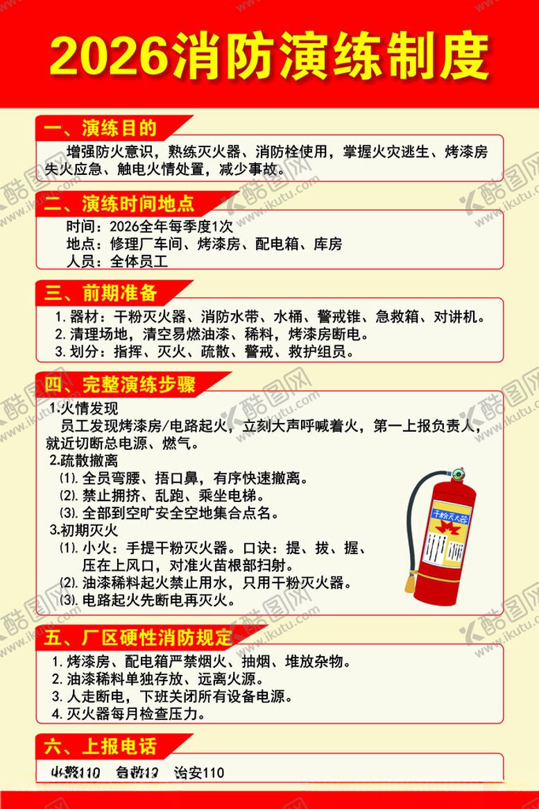 编号：64029305240025264390【酷图网】源文件下载-2026消防演练制度详情展示