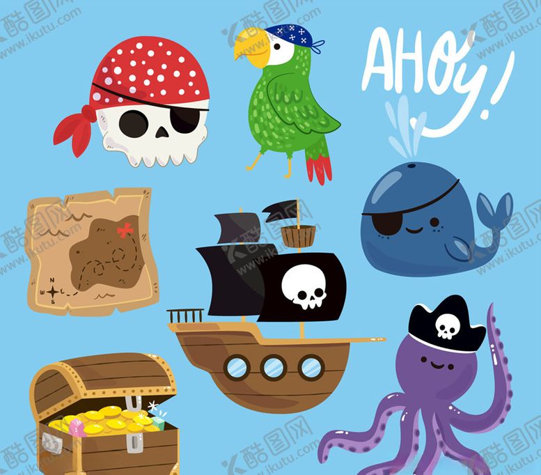 编号：83520709231910411868【酷图网】源文件下载-卡通海盗元素矢量素材