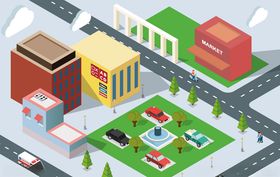 立体创意城市建筑物图案