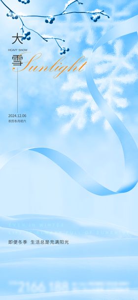 大雪节气海报花二十四简约