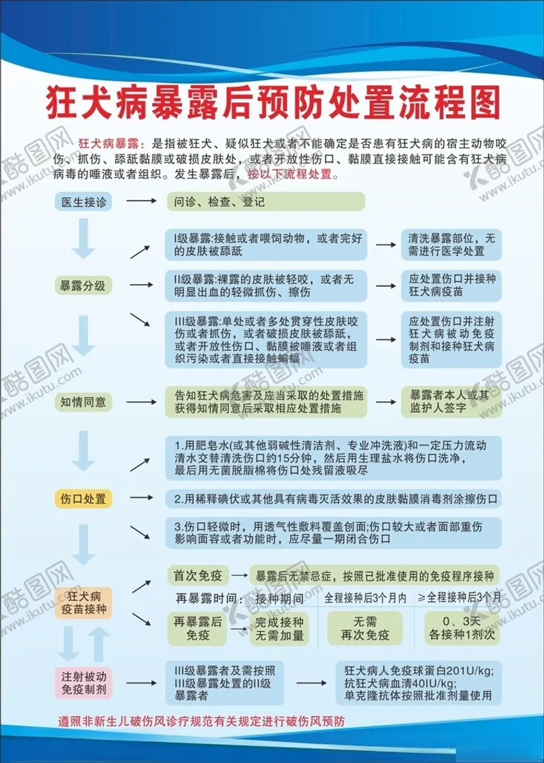 编号：97346402201935417098【酷图网】源文件下载-狂犬病暴露后预防处置流程图