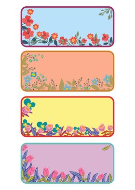 多彩花卉边框矢量素材