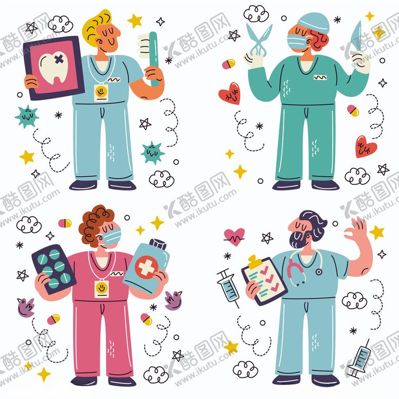 编号：10904304050744492183【酷图网】源文件下载-多彩职业人物插画