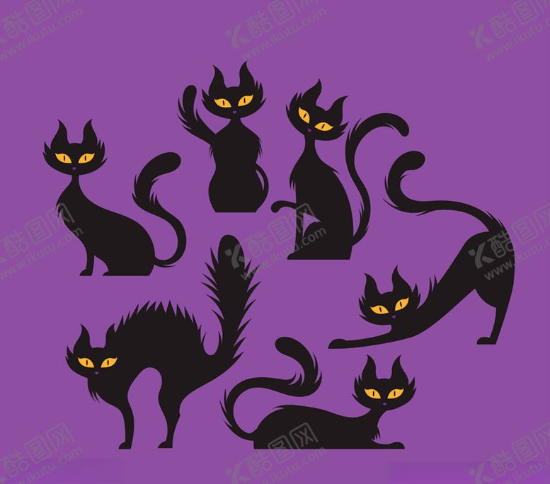 编号：69777509260432014293【酷图网】源文件下载-6款创意黑猫设计