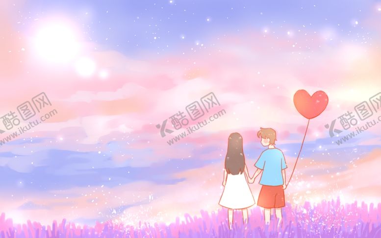编号：24239409300429479963【酷图网】源文件下载-梦幻情侣人物插画合成背景素材