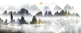 中国风背景山水素材素材