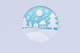 冬天背景雪地卡通日风