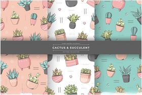 可爱多肉植物图案设计