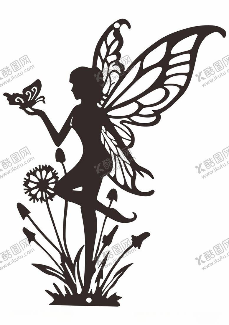 编号：44461306300618157434【酷图网】源文件下载-花中精灵剪影