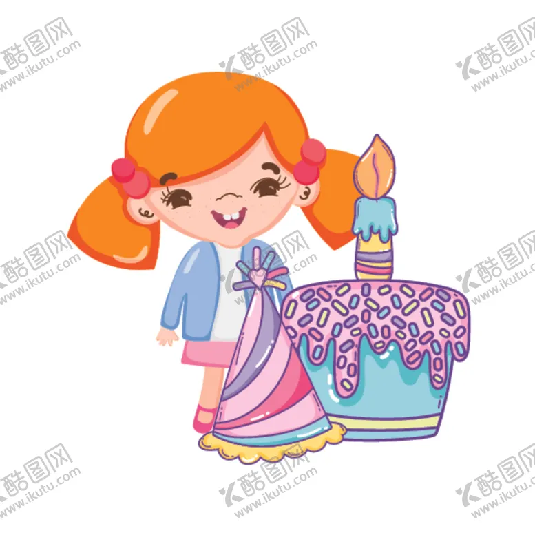 编号：96108006270536465043【酷图网】源文件下载-卡通生日女孩