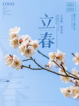 立春海报节气插画夏秋冬绿色手绘