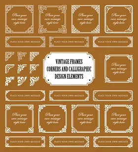 复古棕色边框图案设计素材