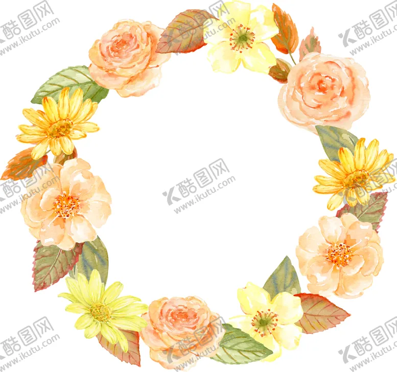 编号：85619803310707347917【酷图网】源文件下载-水彩花圈花环图案