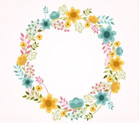 手绘春季花环矢量