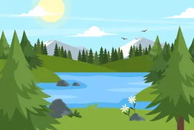 矢量湖泊背景河畔水色