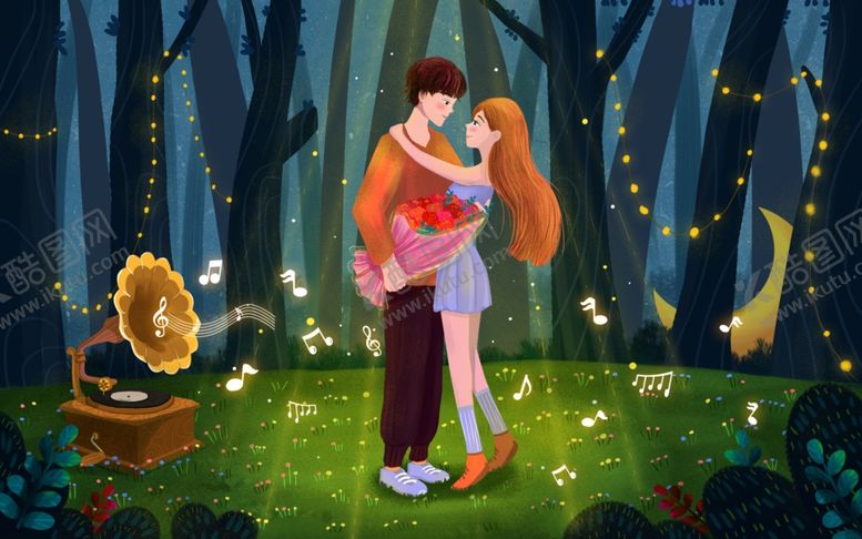 编号：87006810061258135652【酷图网】源文件下载-浪漫情侣插画