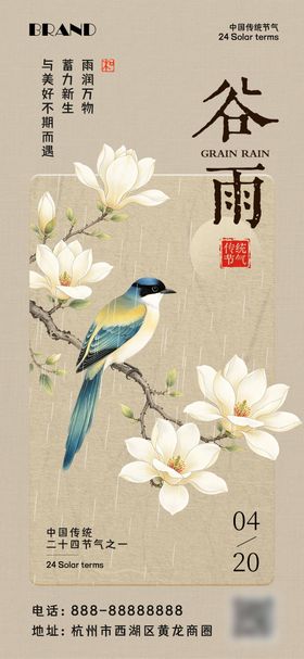 中式风谷雨节气海报