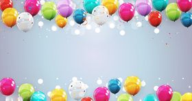 气球背景彩带丝带生日会生日海报
