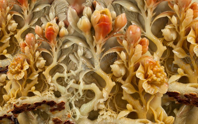 编号：16111109121602488295【酷图网】源文件下载-新中式家和富贵玉雕花鸟电视背景